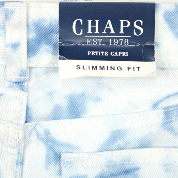 Chaps Capri Jeans Slimming Fit Blue White Tie Dye Petite 4 4P - Picture 8 of 12